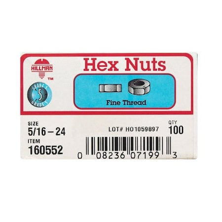 Hillman Hex Nut, 0.31"-24, Grade 5 5321872